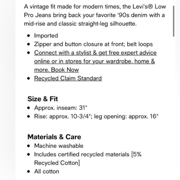 Levi’s low Pro Mid-Rise 90’s-Inspired Straight Leg Distressed Jeans Size: 28 - Picture 13 of 14